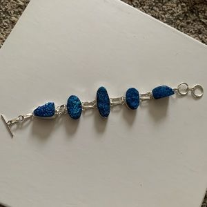 NWOT Titanium Druzy Adjustable Bracelet Iridescent Blue Jewelry